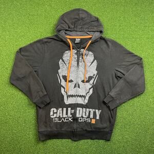 Y2K Call of Duty Black Ops III Skull Graphic Activision Gaming Zip Up Hoodie L